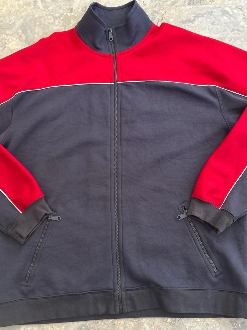 Vintage Y2K Anchor Blue Full Zip Track Jacket Red Gray XXL